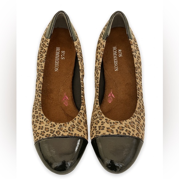ROS HOMMERSON ELIZABETH NWOT Women's 4.5M Tan Leopard Print slip-on wedge - Picture 1 of 5